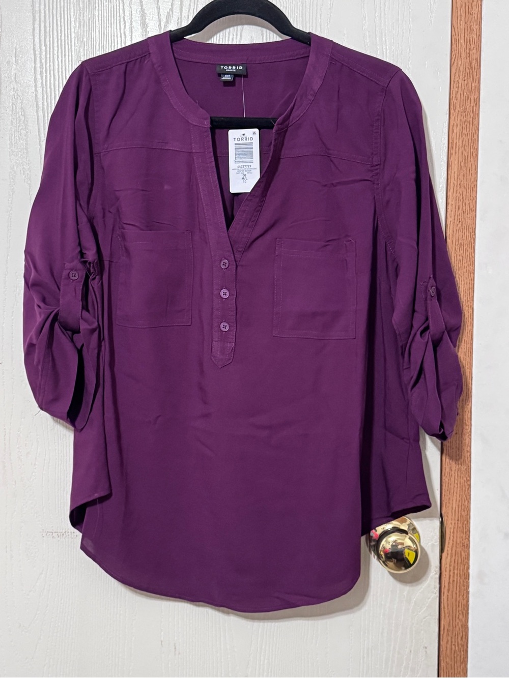Torrid Harper Challis Blouse Size 00 NWT Purple “Winter Bloom” 3/4 Sleeve Top